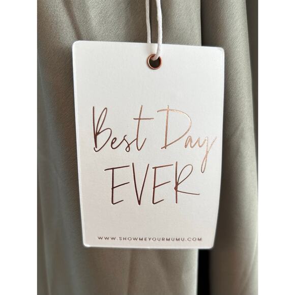 Show Me Your Mumu Dani Slip Dress in Moss Green Luxe Satin S NWT - Picture 5 of 7